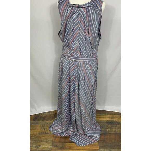 Lane Bryant Womens Dress 22 Gray Multicolor Striped Sleeveless Maxi Belted Grey - Picture 5 of 11